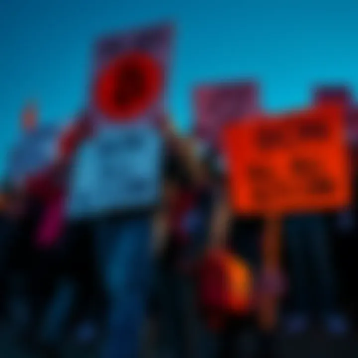 A group of Bitcoin maximalists holding signs urging the SEC to ban all altcoins, showing their support for Bitcoin dominance in the cryptocurrency market.