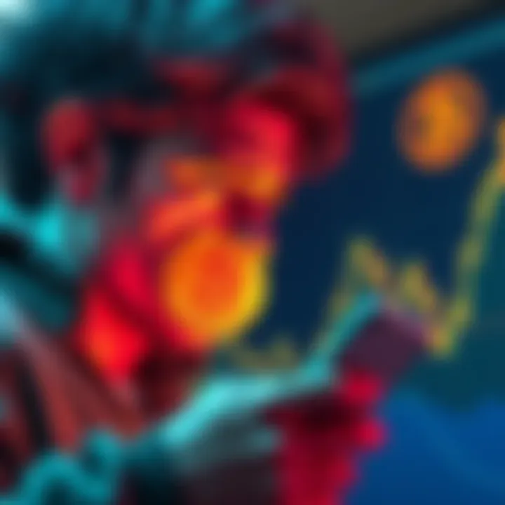 A person looking worried while checking Bitcoin prices on a smartphone, with a downward graph in the background.