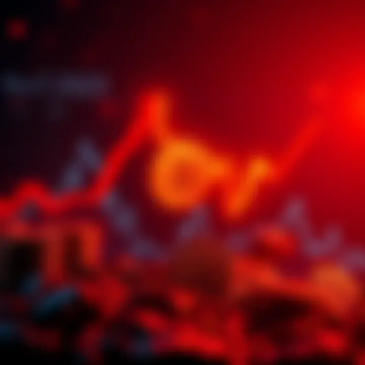 Graph showing Bitcoin's price decline of 17-20% in November 2023, with arrows indicating downward movement and a red color theme to signify loss.