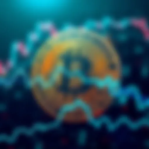 A graphic showing a Bitcoin symbol with fluctuating lines representing price changes, highlighting the recent dip and rise.