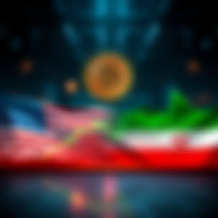 Graph showing Bitcoin price rising with a backdrop of US and Iran flags symbolizing conflict resolution