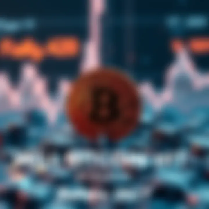 A graphic showing the Bitcoin logo with an upward trend in cryptocurrency value