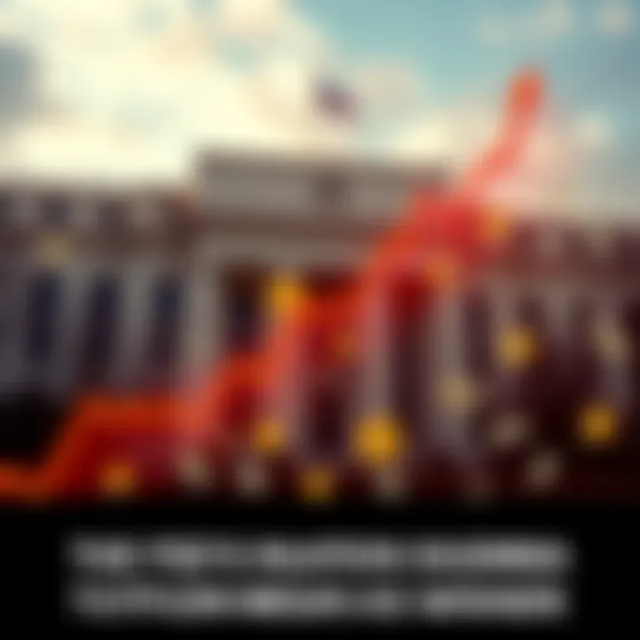 Graph showing Bitcoin rising in value with a backdrop of the Federal Reserve building and dollar bills symbolizing inflation