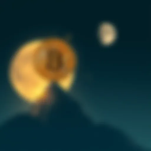 Bitcoin symbol soaring towards the moon, representing its recent price surge