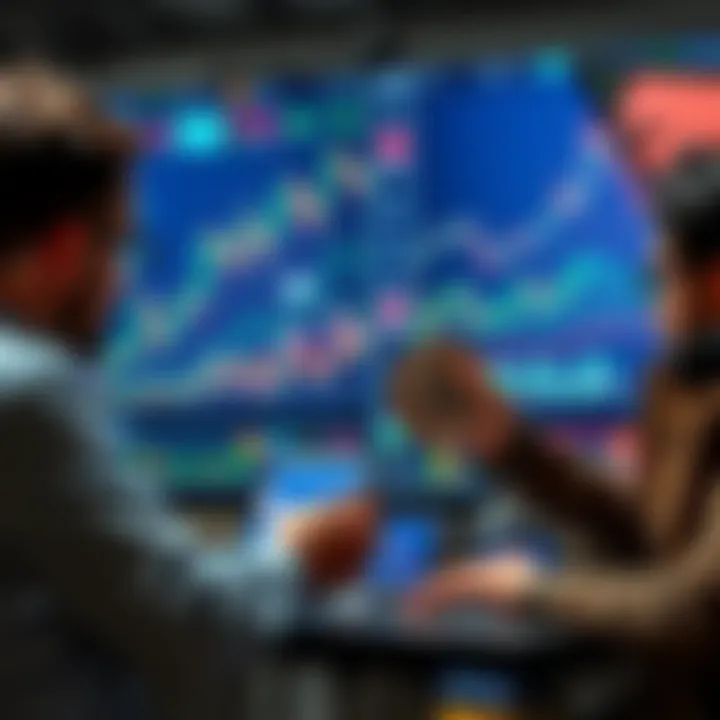 Investors analyzing Bitcoin and Solana market trends with charts and graphs