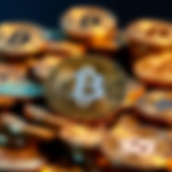 Coins representing Bitcoin with a shopping cart symbol, symbolizing the push for Bitcoin as a mainstream currency.