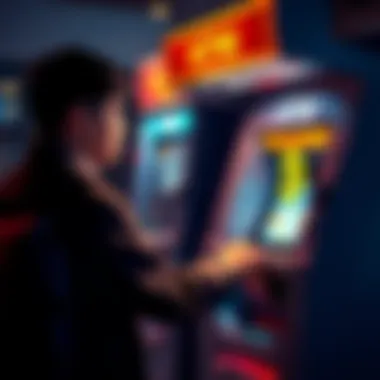 A person interacting with a Bitcoin ATM to withdraw cash