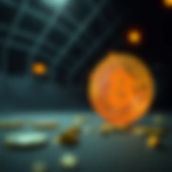 A visual representation of a Bitcoin symbol with a large warning sign nearby, indicating a potential attack on the network.