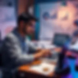 A person sitting at a desk with a laptop, writing notes about cashing out Bitcoin, surrounded by charts and financial documents