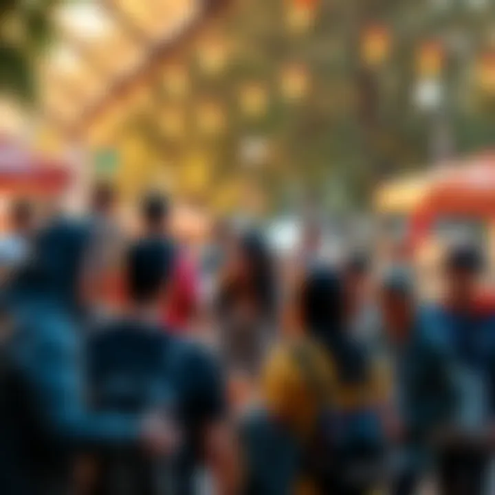 A group of Bitcoin enthusiasts sharing their experiences and updates in a lively outdoor setting