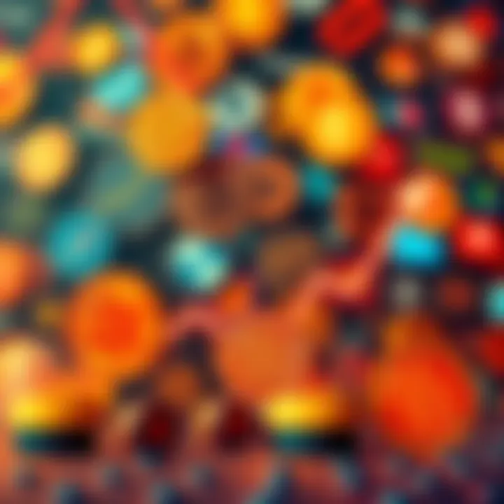 A visualization of Bitcoin logos with a downward trend graph representing losses in value for Bitcoin companies.