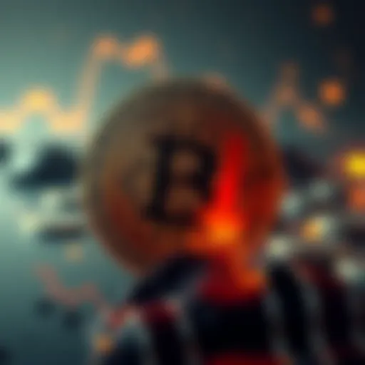 A graphic showing the decline of Bitcoin value with a downward arrow and a broken Bitcoin symbol, representing the end of Bitcoin trade according to Bloomberg's strategist.