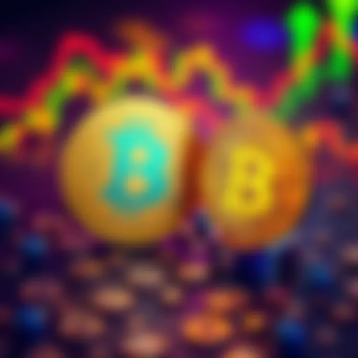 A graphic showing Bitcoin symbol alongside dollar sign, illustrating investment valuation between cryptocurrencies and fiat currency.