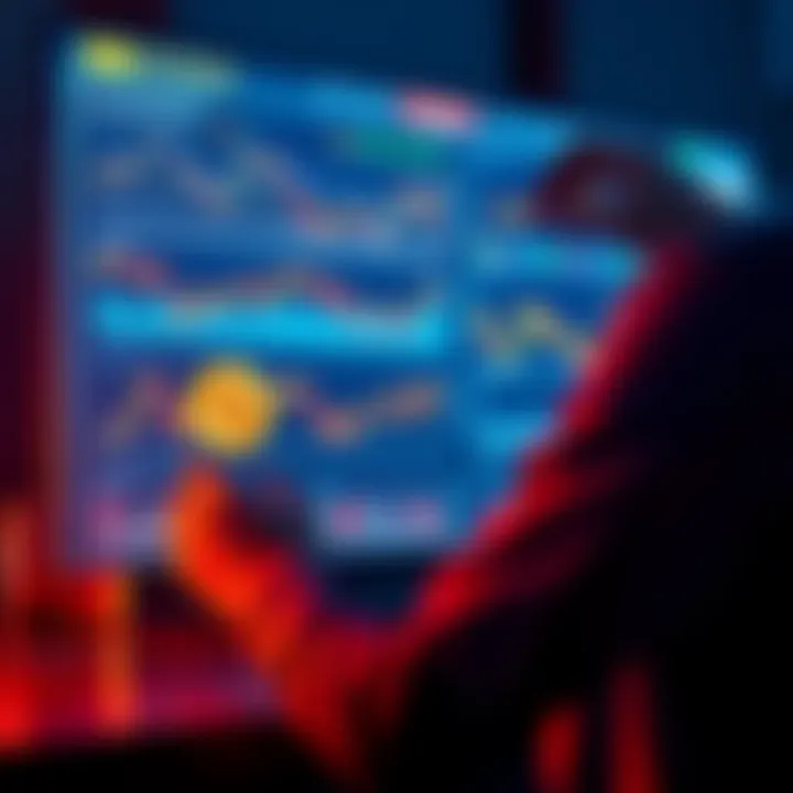 Person analyzing Bitcoin ETF investment options with charts and graphs on a screen