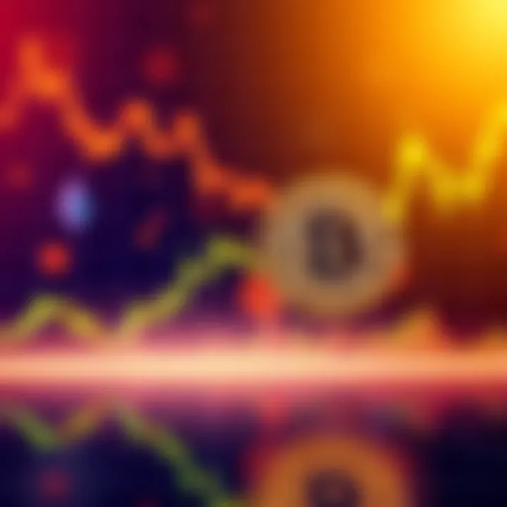 A financial chart showing fluctuating prices of Bitcoin and Ethereum with a bearish trend