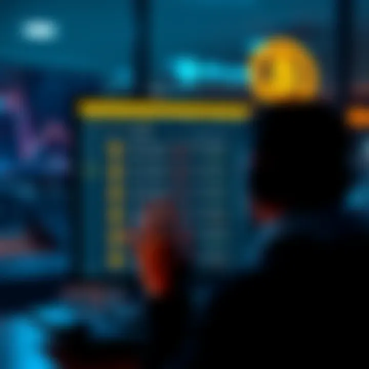 A person looking at a computer screen displaying Bitcoin prices and exchange options with no fee labels