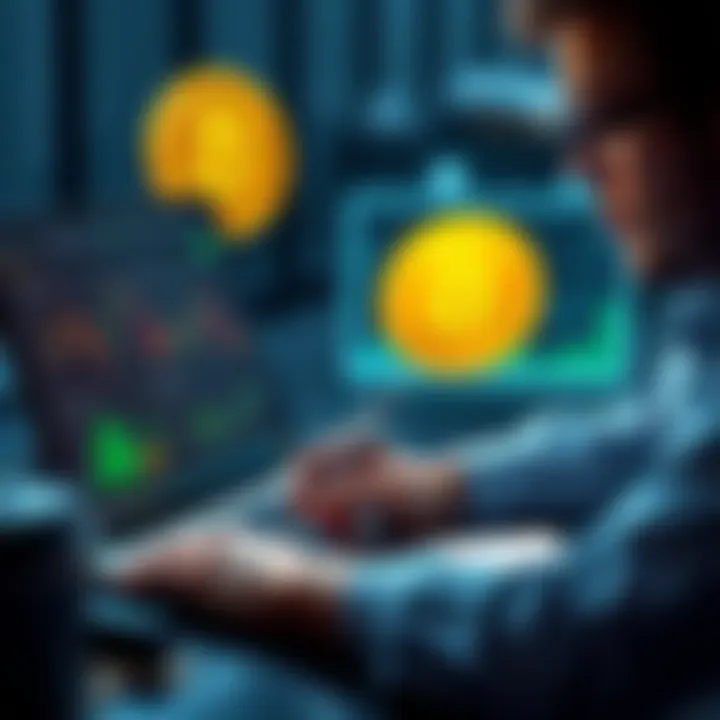 A person analyzing Bitcoin and traditional finance apps on a laptop while noting down information