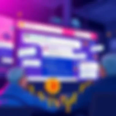 A digital illustration of a lively discussion on Bitcoin forums with messages and comments popping up on a screen, highlighting an unusual post