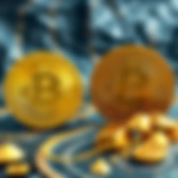 A visual representation showing Bitcoin and Gold side by side, highlighting their differences as investment options.