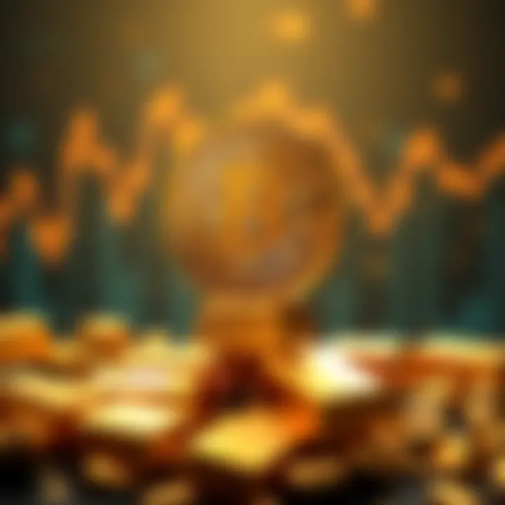 A digital representation of Bitcoin rising with gold bars in the background, symbolizing a market shift.