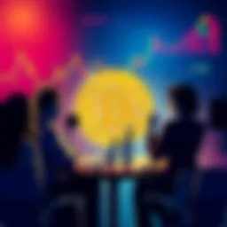 People engaging in a discussion about Bitcoin governance issues, with graphs and charts in the background.