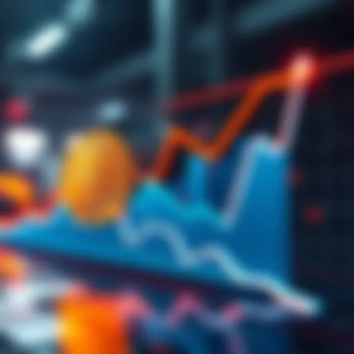 A downward trending graph represents fears of Bitcoin's potential collapse, highlighting concerns among people about their investments.