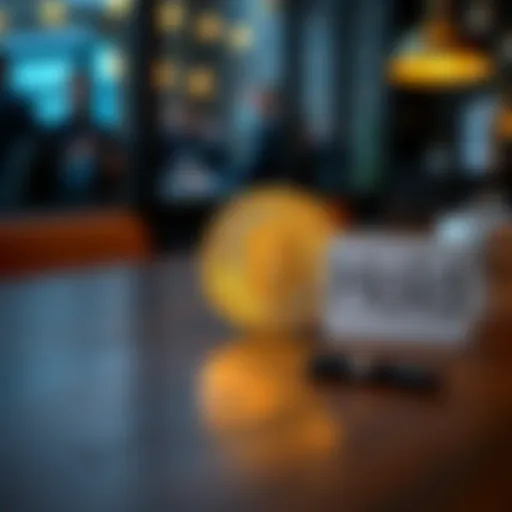 A shiny Bitcoin coin placed beside a sign that reads 'Hold' on a wooden table, symbolizing the strategy shift in cryptocurrency investment.