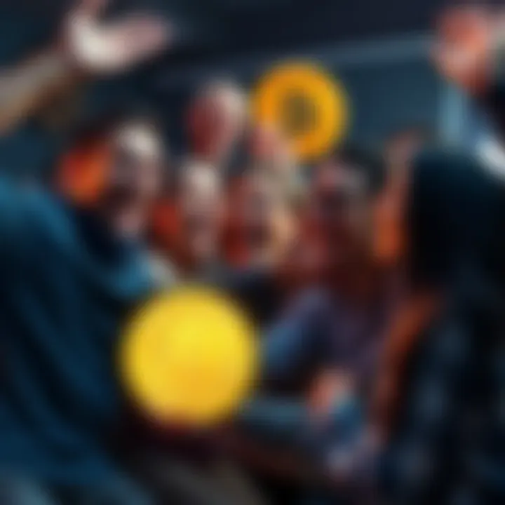 A group of happy individuals sharing their inspiring Bitcoin investment stories, showcasing a mix of emotions from joy to relief, symbolizing their long-term investment journey.