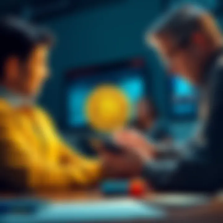 A person reviewing Bitcoin wallet options with family members, discussing strategies for asset security