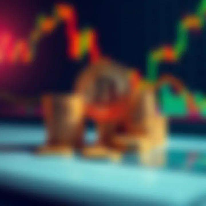 Bitcoin Investment A graphic showing a Bitcoin symbol with stacks of coins and a stock market chart in the background, representing a financial investment.