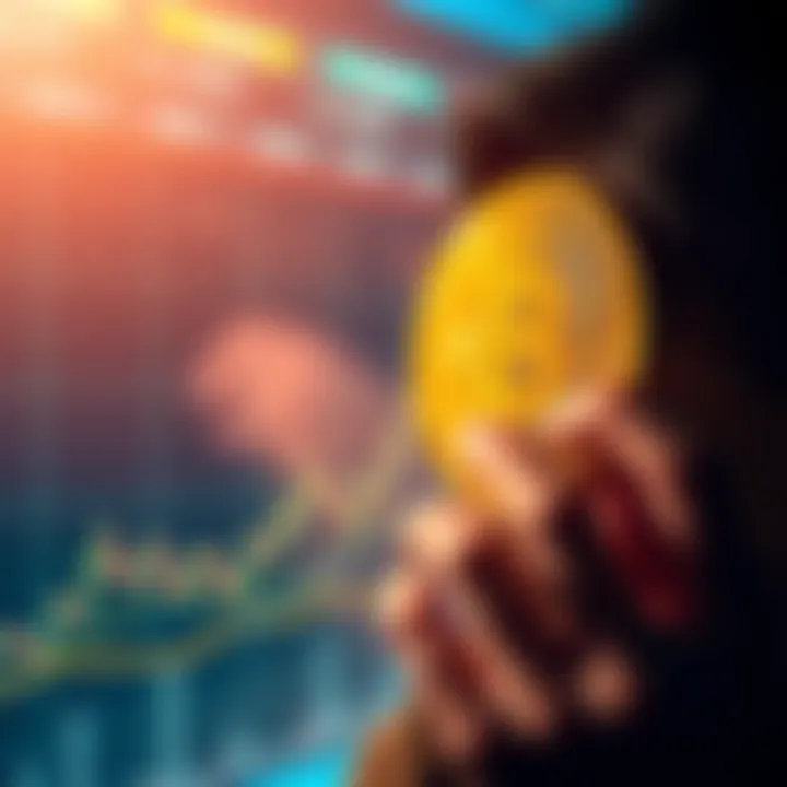 A person looking at a Bitcoin graph with a sense of urgency, signaling a call to action to invest now.