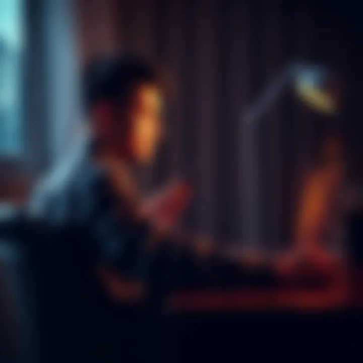 Bitcoin investment decision A person sitting at a desk looking at a Bitcoin chart on a laptop, with a worried expression while holding a phone in one hand, symbolizing investment choices against advice.