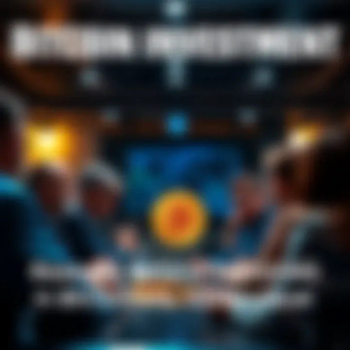 Bitcoin Investment Discussion People discussing Bitcoin investment and its risks in a group setting