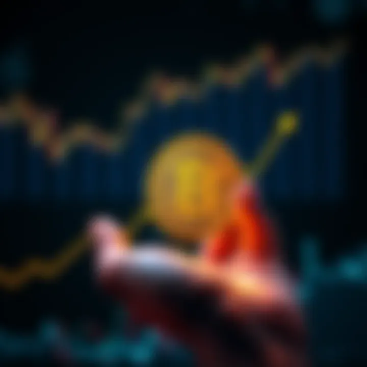 A person holding a Bitcoin symbol with a graph showing upward trends over three years, representing long-term investment success.