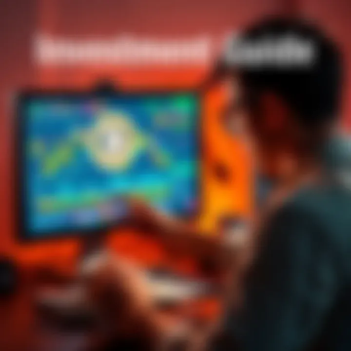 A person examining Bitcoin graphics on a computer screen with $500 cash nearby