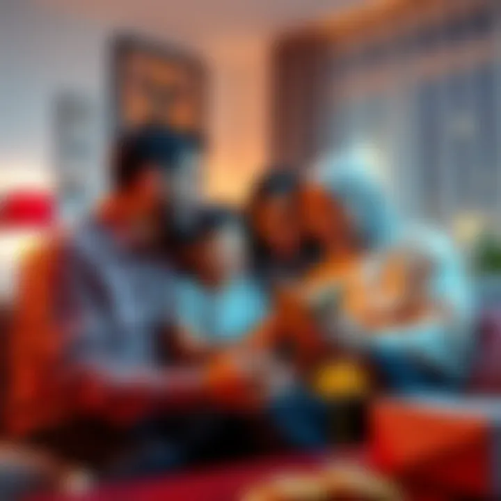 A family discussing their investment in bitcoin at home, showing excitement for future possibilities.