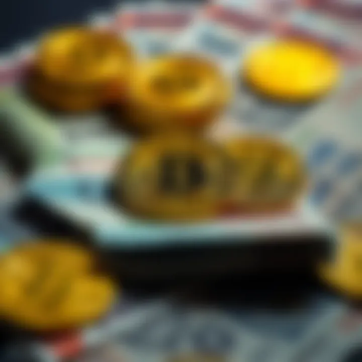 Bitcoin Investment Setup in India A graphic showing Bitcoin symbols with Indian currency notes, representing investment strategies in India.