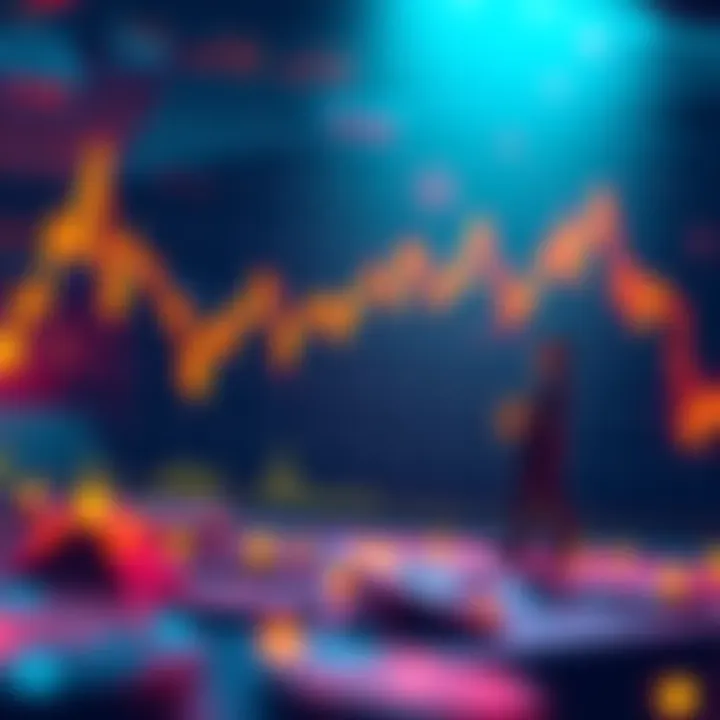 Bitcoin Investment Opportunities A chart showing Bitcoin prices dropping, with a figure of a retail investor looking optimistic, symbolizing potential future gains.