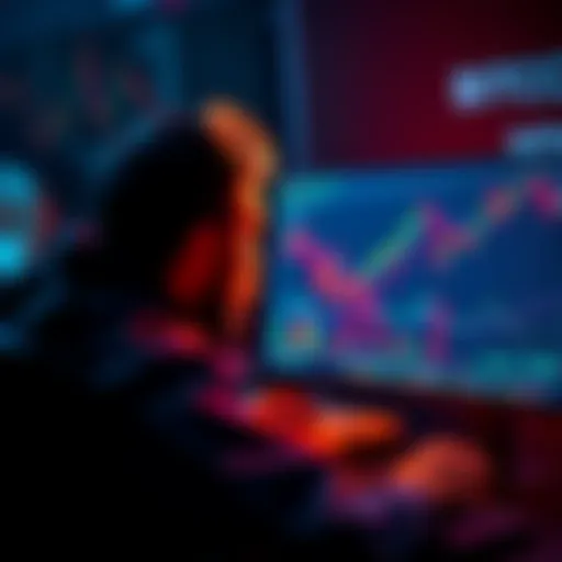 A person looking at a computer screen showing Bitcoin price charts and graphs