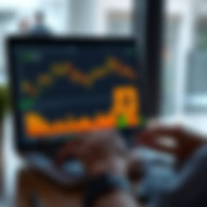 A person analyzing Bitcoin trends on a laptop, with charts and graphs visible on the screen, symbolizing long-term investment strategies.