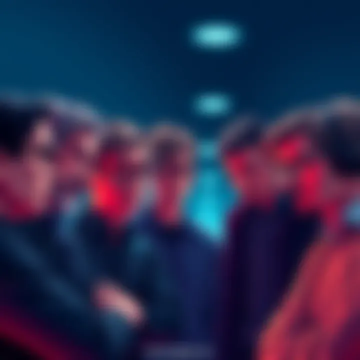 A group of frustrated Bitcoin investors discussing recent price drops, showing expressions of disappointment