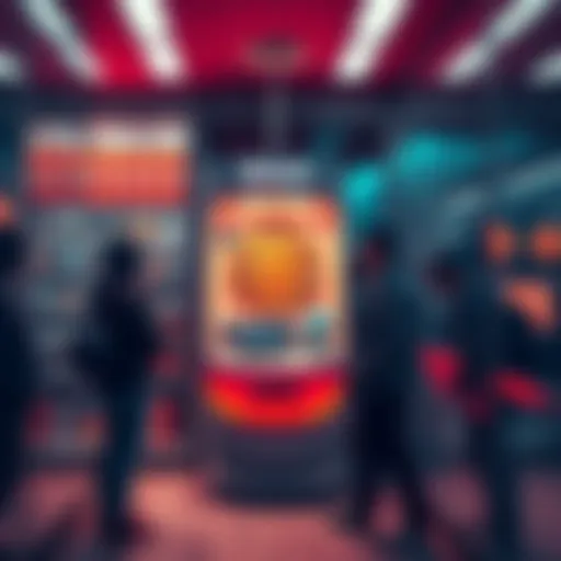 A Bitcoin machine located inside a store, with people interacting with it