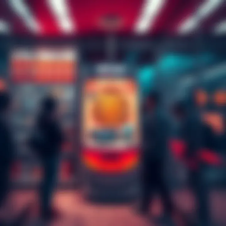 A Bitcoin machine located inside a store, with people interacting with it