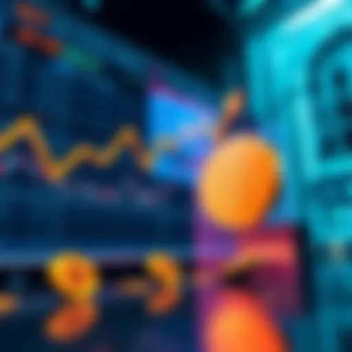 Graphic showing a large Bitcoin buy order affecting the market order book, with upward trend arrows and Bitcoin symbols