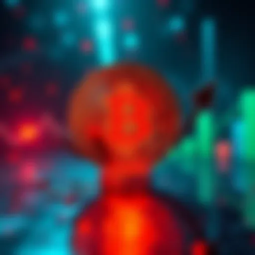 Graph showing Bitcoin's market cap rising to 16 trillion, with a chart and arrows indicating growth.