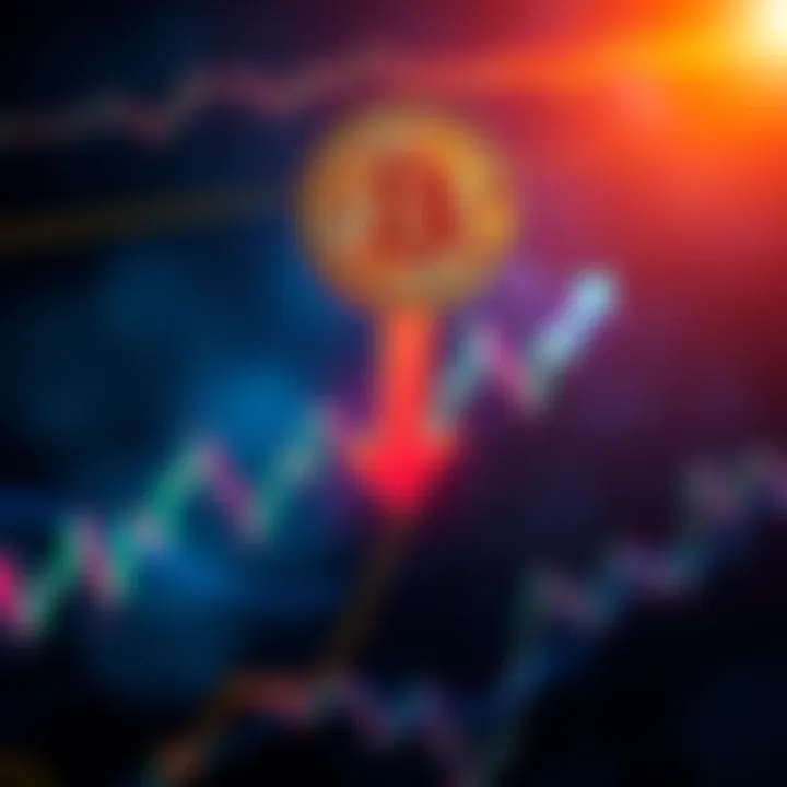 Bitcoin Market Reaction A visual representation of Bitcoin's price drop with a downward arrow, showing a chart indicating ETF outflows and market fear.