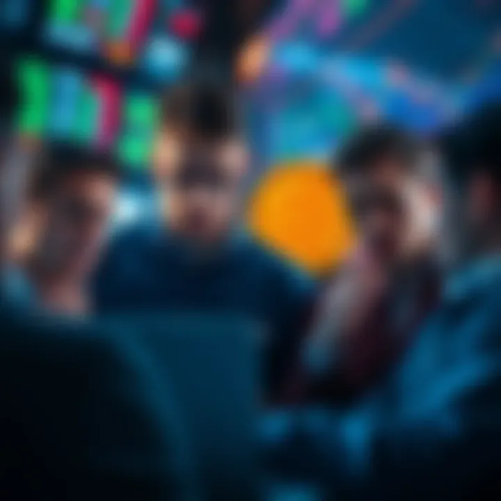 Traders analyzing Bitcoin charts with worried expressions as prices fluctuate.