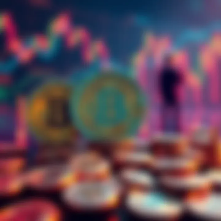 Illustration of Bitcoin coins with traders leaving and retail investors looking hopeful for the future, signaling market shifts.