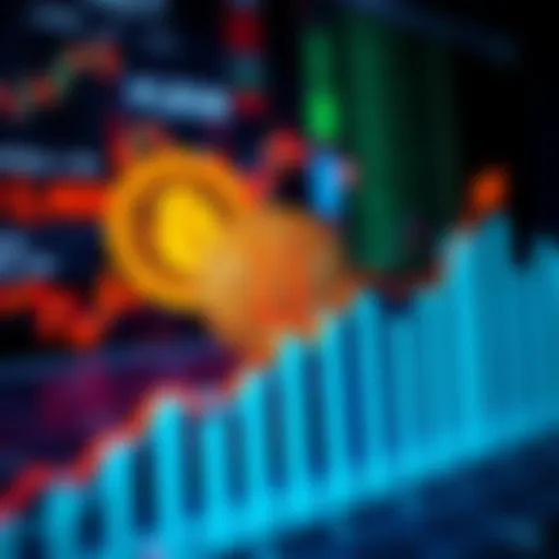 A graph showing the upward trend of Bitcoin prices with financial symbols in the background.
