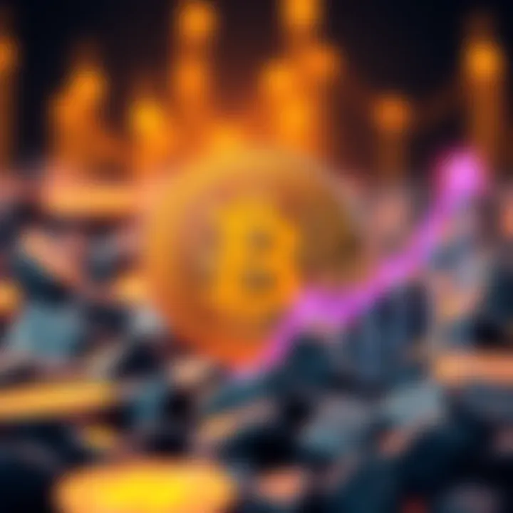 A visual representation of Bitcoin reaching 20 million coins in circulation, with a digital coin graphic and upward trend line to symbolize growth.